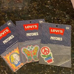 Vintage 1970s Levi's Washable Iron On Colorful Patch Trio All New In Pkgs
